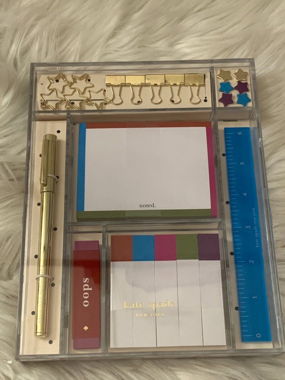 KATE SPADE Stationery Stars Tackle Box: Clips, Pins, Sticky Notes